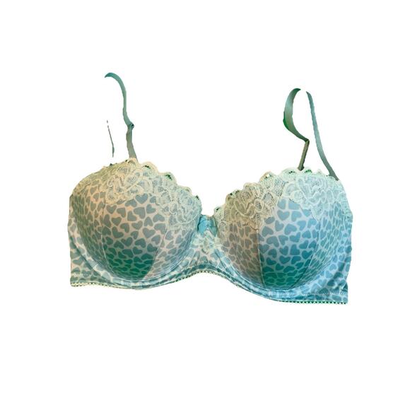AERIE Holly Push Up Bra 36D Green Blue Heart - Picture 1 of 6